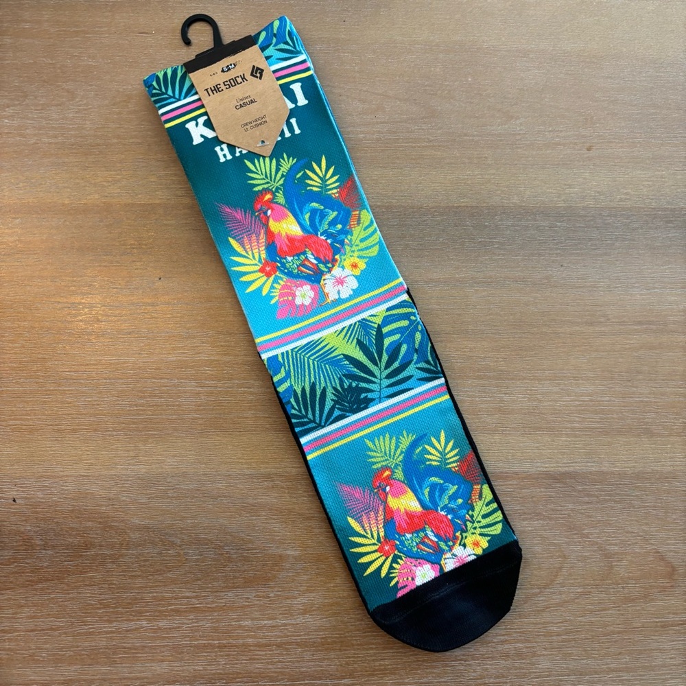 The Sock Crew Height Cushion Printed Unisex Socks Kauai Hawaii, S/M